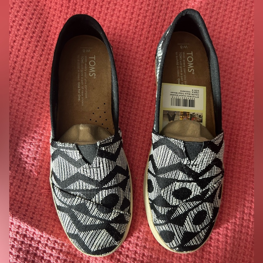 Toms Black and White Patterned Sneakers